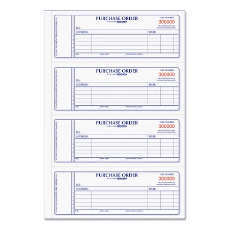 Rediform Purchase Order Book, Two-Part Carbonless, 7 x 2.75, 4/Page, 400 Forms 1L176